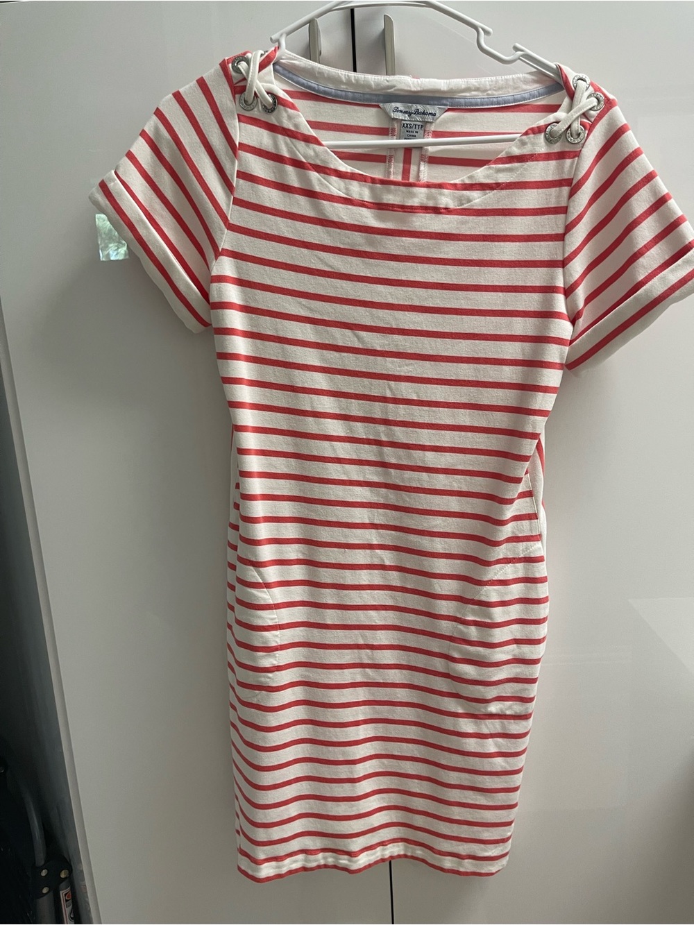 Tommy Bahama Striped Red & White Short-Sleeve Shift Dress